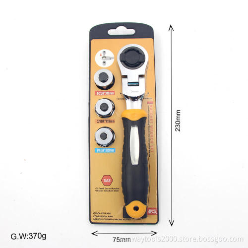 3in1 Ratchet Wrench Set Adjustable Sleeve Adapter